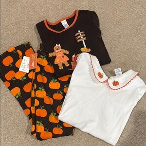 Gymboree Fall Pumpkin Kids Matching Set - Brown, Orange, White
